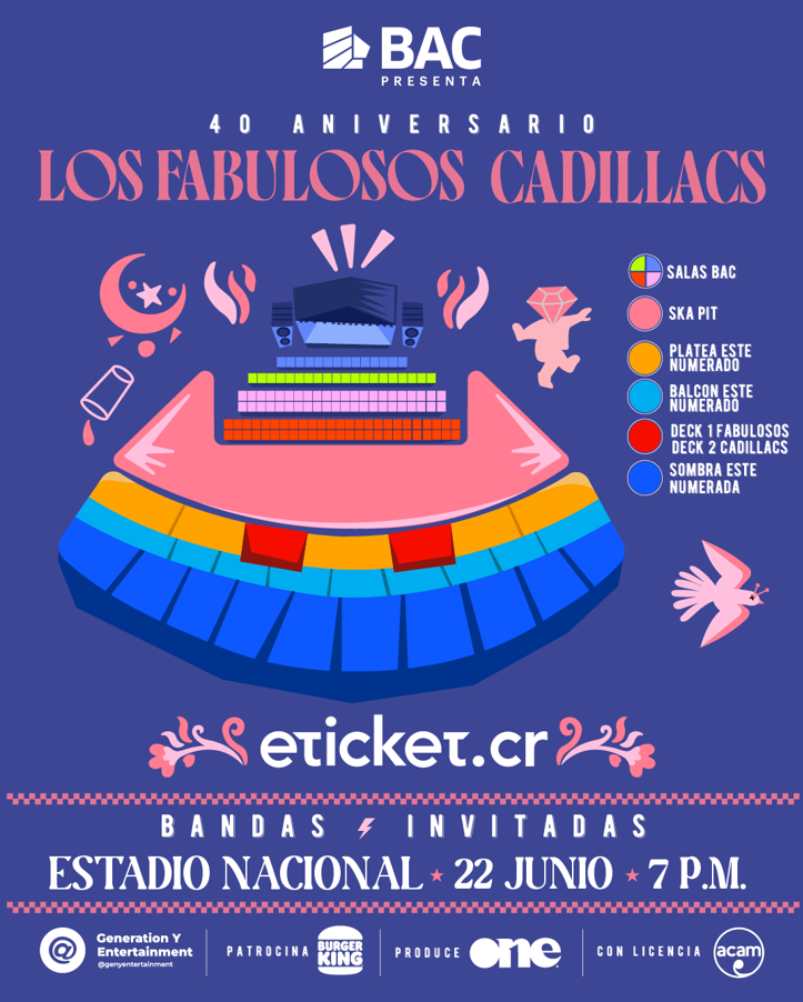ONE ENTERTAINMENT CONFIRMA  FABULOSOS CADILLACS CELEBRAN 40   ANIVERSARIO EN COSTA RICA